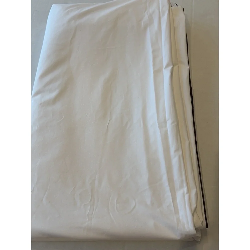 Arhaus King Duvet Cover White Charcoal Embroidered Border Italian Percale Cotton